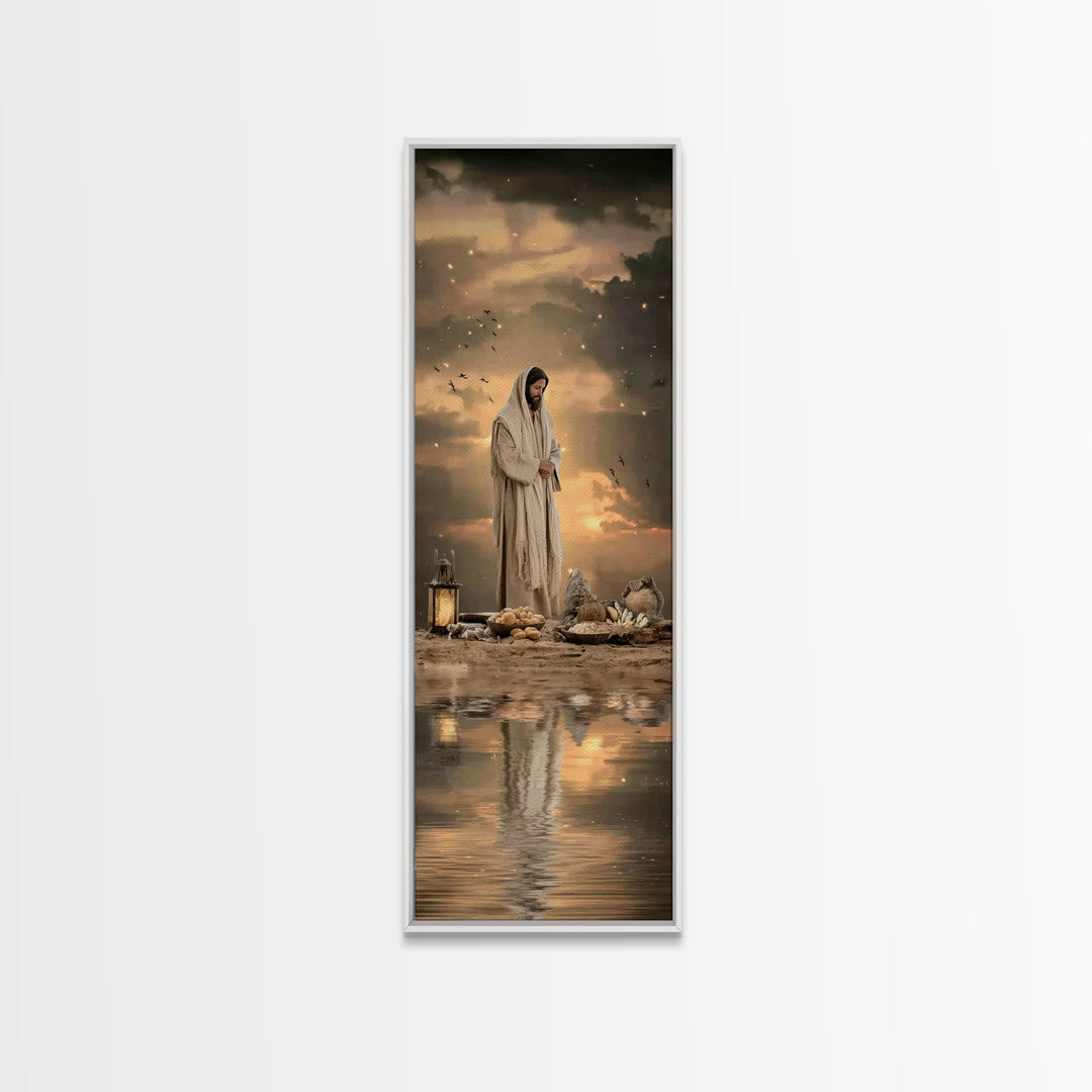 Blessed Provision | Framed Canvas Print | Christian Art Canvas | Jesus Painting | Christian Wall Art | Narrow Art | Modern Christian Art |