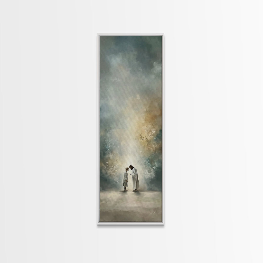 Sacred Morning Peace – Framed Canvas Print – Christian Art Canvas – Jesus Painting – Christian Wall Art – Minimalist Christian Art – Christ