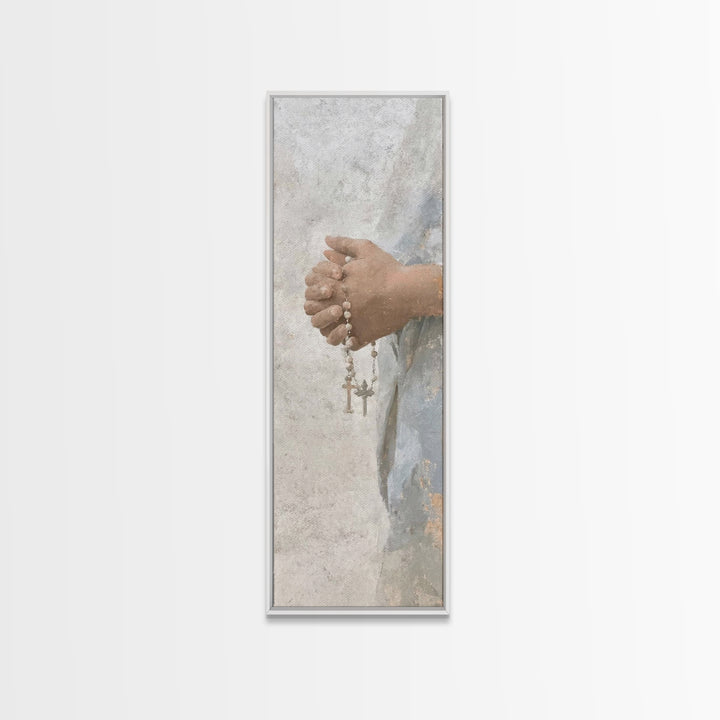 Sacred Rosary Hope – Framed Canvas Print – Christian Art Canvas – Christian Art – Christian Wall Art – Tall Skinny Art Print – Christian Ch