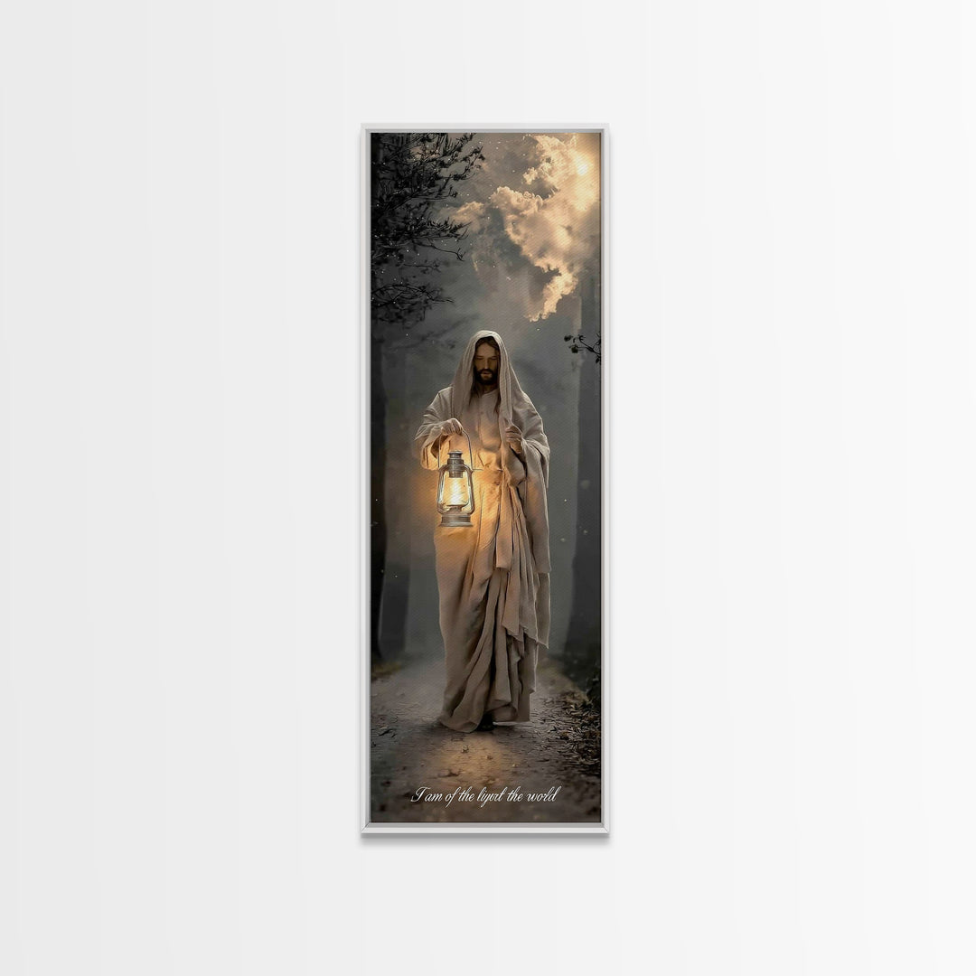 Radiant Redeemer – Framed Canvas Print – Christian Wall Art – Christian Art Canvas – Jesus Christmas Art – Tall Skinny Art Print – Christia