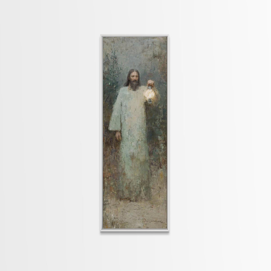 Gentle Shepherd – Framed Canvas Print – Christian Art Print – Jesus Painting – Christian Wall Art – Skinny Art – Christmas Wall Art