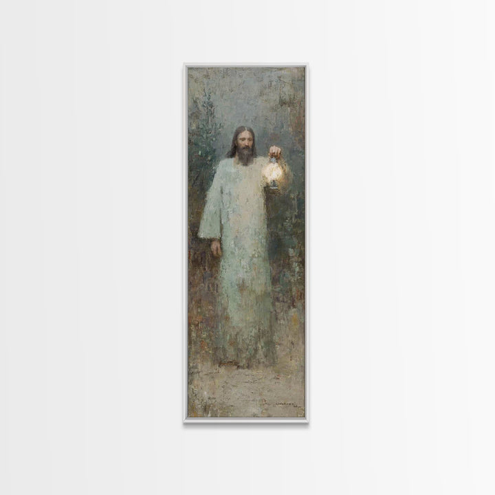 Gentle Shepherd – Framed Canvas Print – Christian Art Print – Jesus Painting – Christian Wall Art – Skinny Art – Christmas Wall Art
