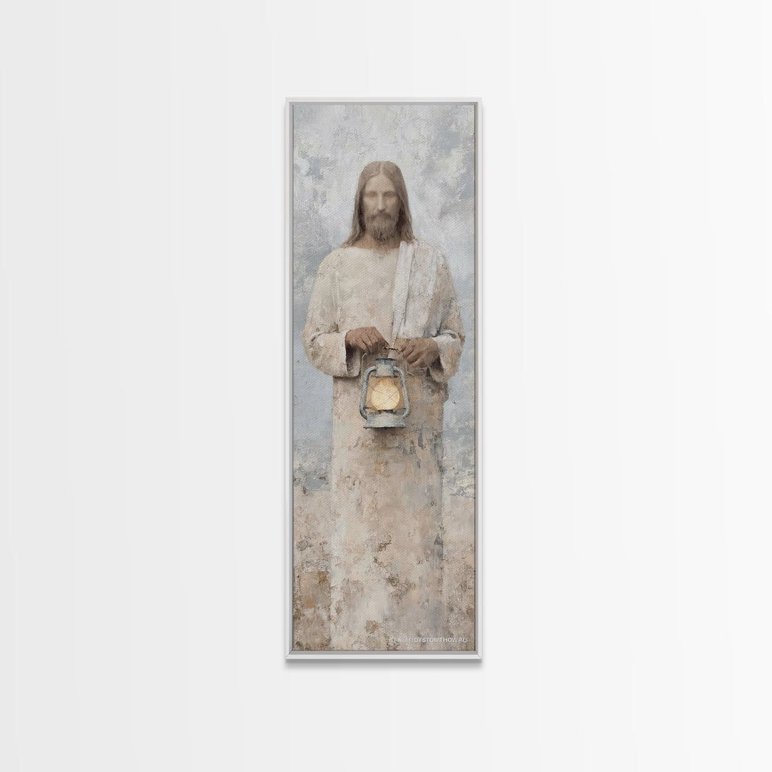 Holy Stillness – Framed Canvas Print – Christian Wall Art – Christian Art Canvas – Jesus Painting – Tall Narrow Wall Art – Christian Christ