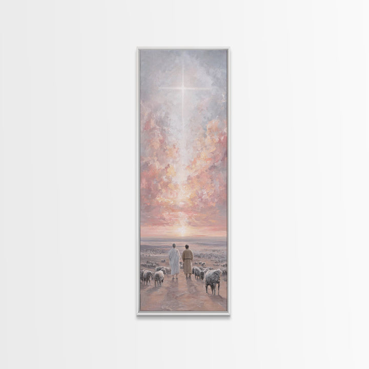 Dawn Of Promise – Framed Canvas Print – Christian Wall Art – Tall Skinny Art Print – Christian Art Canvas – Christmas Art