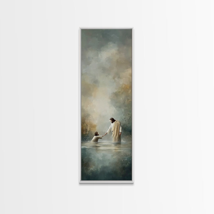 Garden Of Prayer – Framed Canvas Print – Christian Wall Art – Christian Art Canvas – Tall Skinny Art Print – Jesus Painting