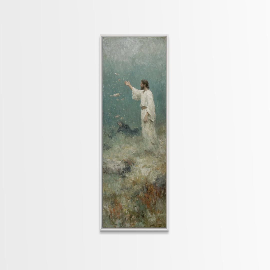 Rising In Grace – Framed Canvas Print – Christian Art Canvas – Christian Wall Art – Skinny Art – Jesus Painting