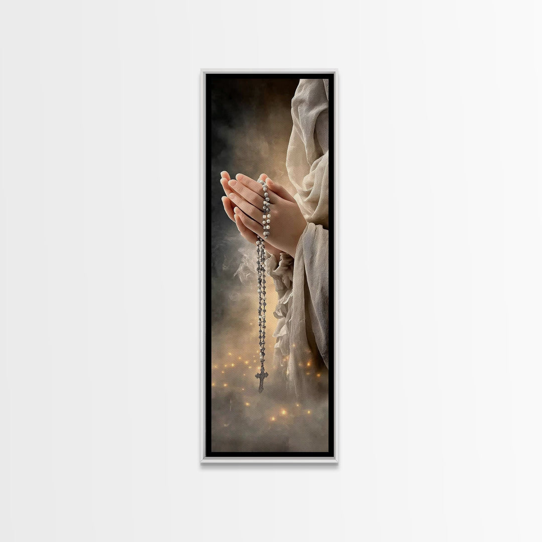 Prayers Of Light - Framed Canvas Print - Christian Wall Art - Christian Art Canvas - Jesus Painting - Christian Christmas Art - Tall Narrow