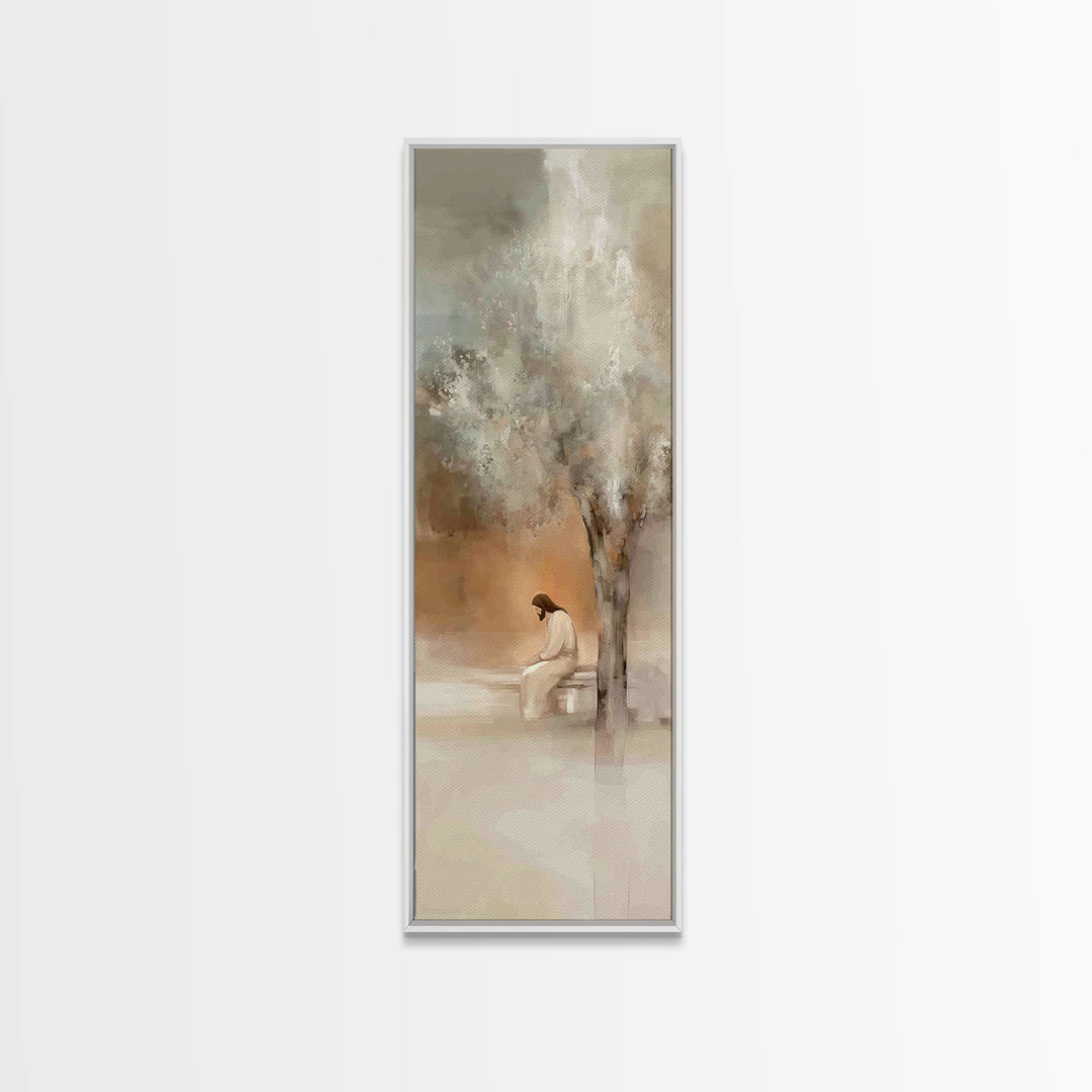 Solitude Of Grace – Framed Canvas Print – Christian Wall Art – Tall Skinny Art Print – Christian Art Canvas – Jesus Painting
