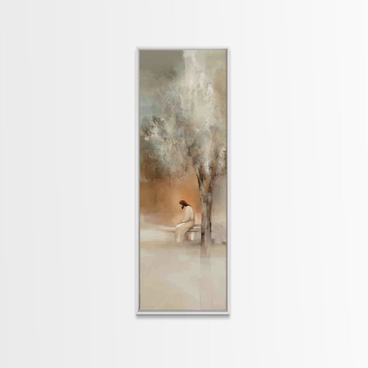 Solitude Of Grace – Framed Canvas Print – Christian Wall Art – Tall Skinny Art Print – Christian Art Canvas – Jesus Painting