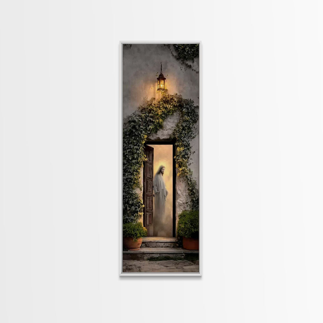 Autumn Gate Promise – Framed Canvas Print – Christian Wall Art – Jesus Painting – Tall Skinny Art Print – Christian Art Canvas