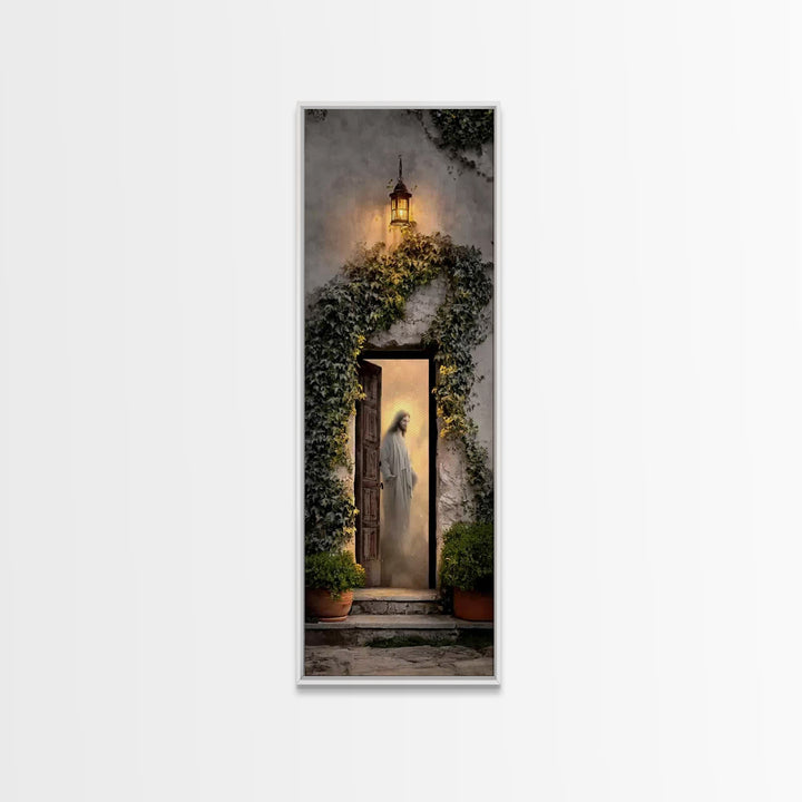 Autumn Gate Promise – Framed Canvas Print – Christian Wall Art – Jesus Painting – Tall Skinny Art Print – Christian Art Canvas