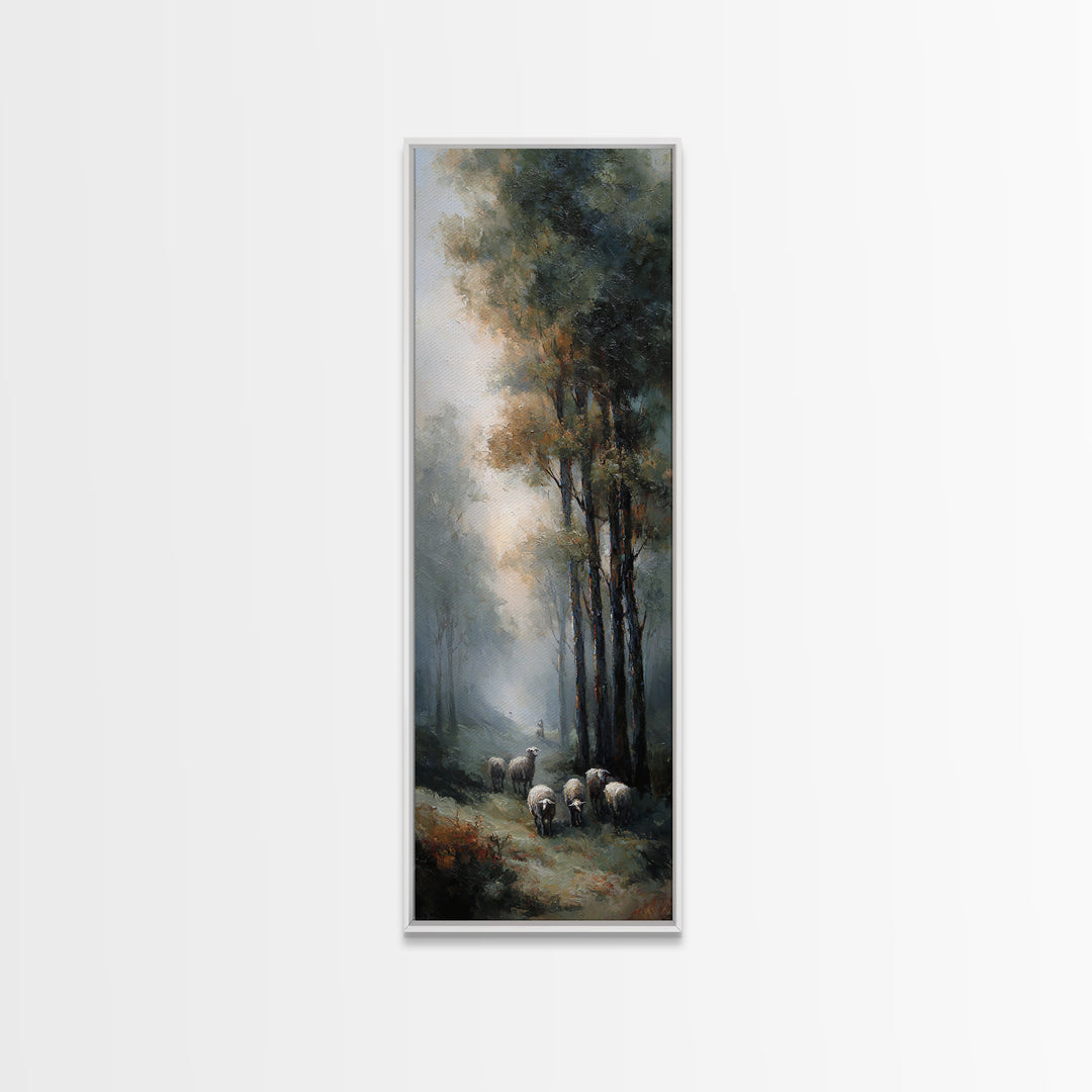 Golden Field Shepherd – Framed Canvas Print – Narrow Art – Christian Art – Jesus Painting – Christian Christmas Art