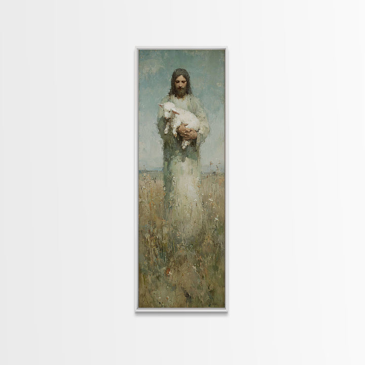 Lamb Of Peace – Framed Canvas Print – Christian Art Canvas – Christian Wall Art – Skinny Art – Jesus Painting – Christian Christmas Art