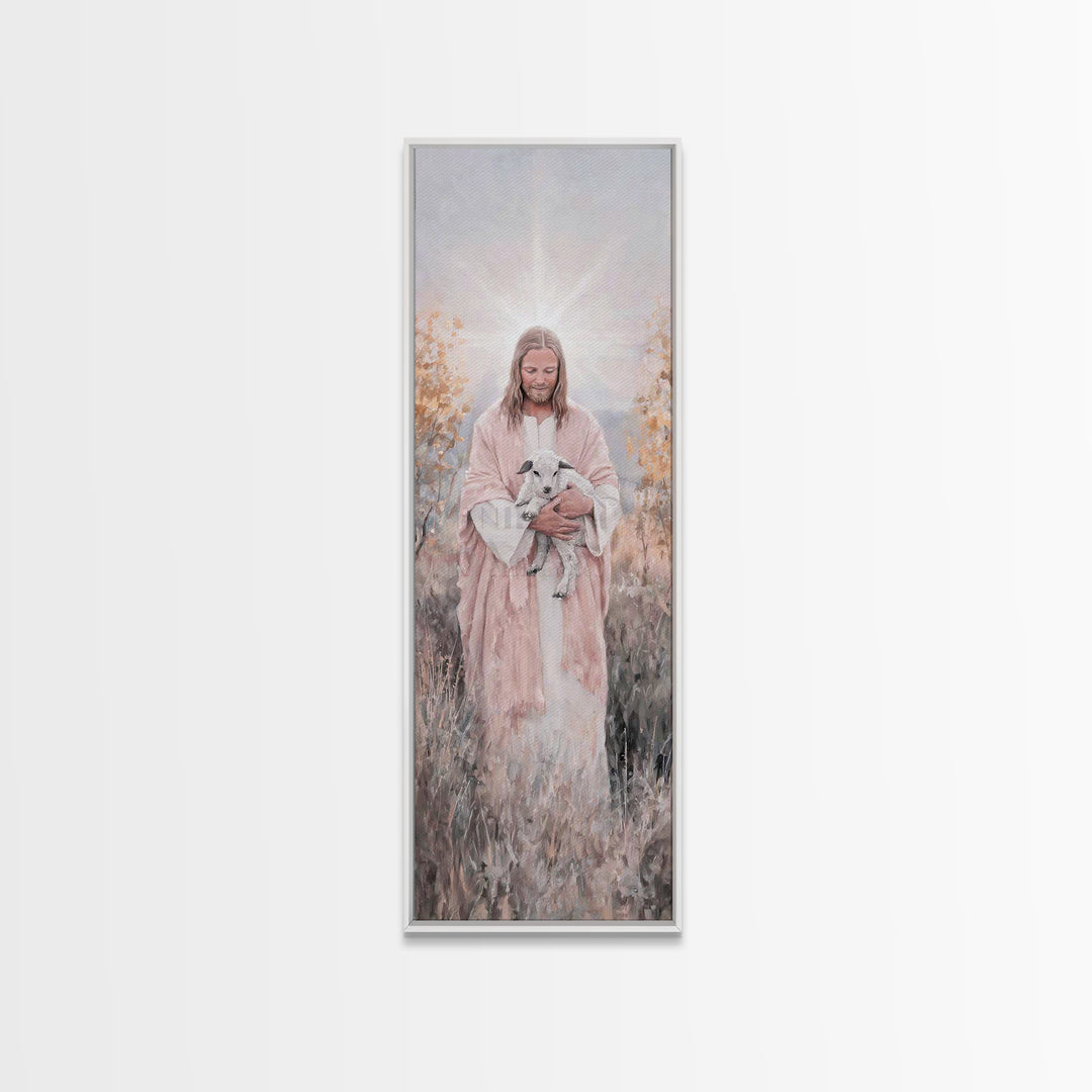Redeeming Light – Framed Canvas Print – Christian Wall Art – Christian Painting – Tall Skinny Art Print – Jesus Painting – Christian Christ