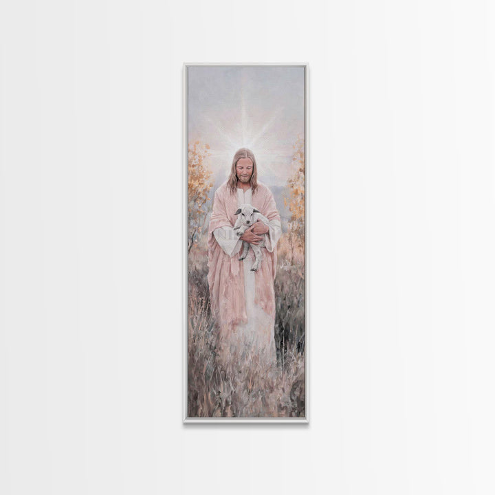 Redeeming Light – Framed Canvas Print – Christian Wall Art – Christian Painting – Tall Skinny Art Print – Jesus Painting – Christian Christ