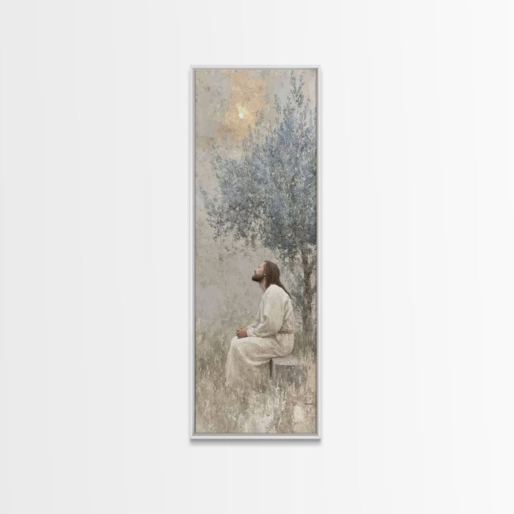 Heavenward Prayer – Framed Canvas Print – Christian Wall Art – Christian Art Canvas – Jesus Painting – Tall Narrow Wall Art – Christian Art