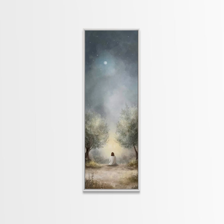 Night Of Mercy – Framed Canvas Print – Christian Art Canvas – Jesus Painting – Tall Narrow Wall Art – Christian Wall Art – Christian Art