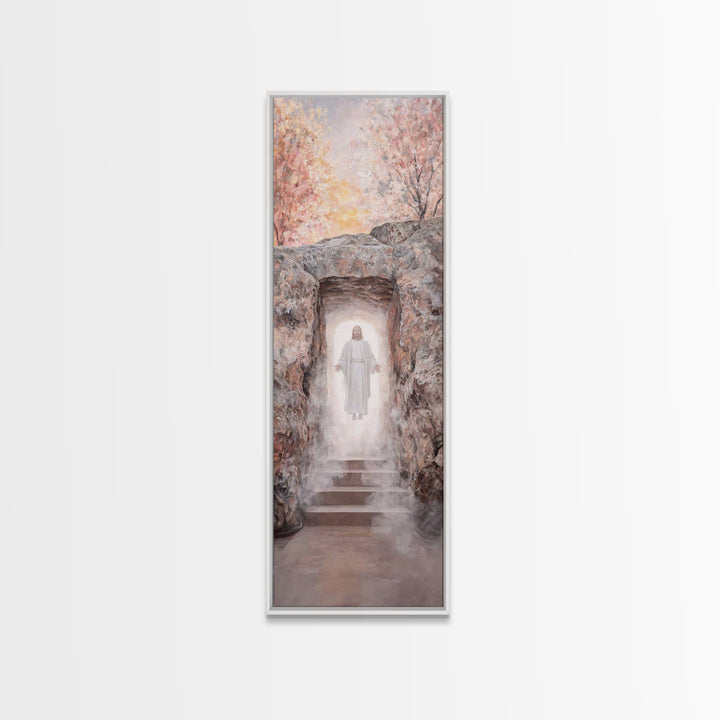 Light Of Resurrection – Framed Canvas Print – Christian Art – Christian Wall Art – Narrow Art – Jesus Painting – Christian Art Canvas