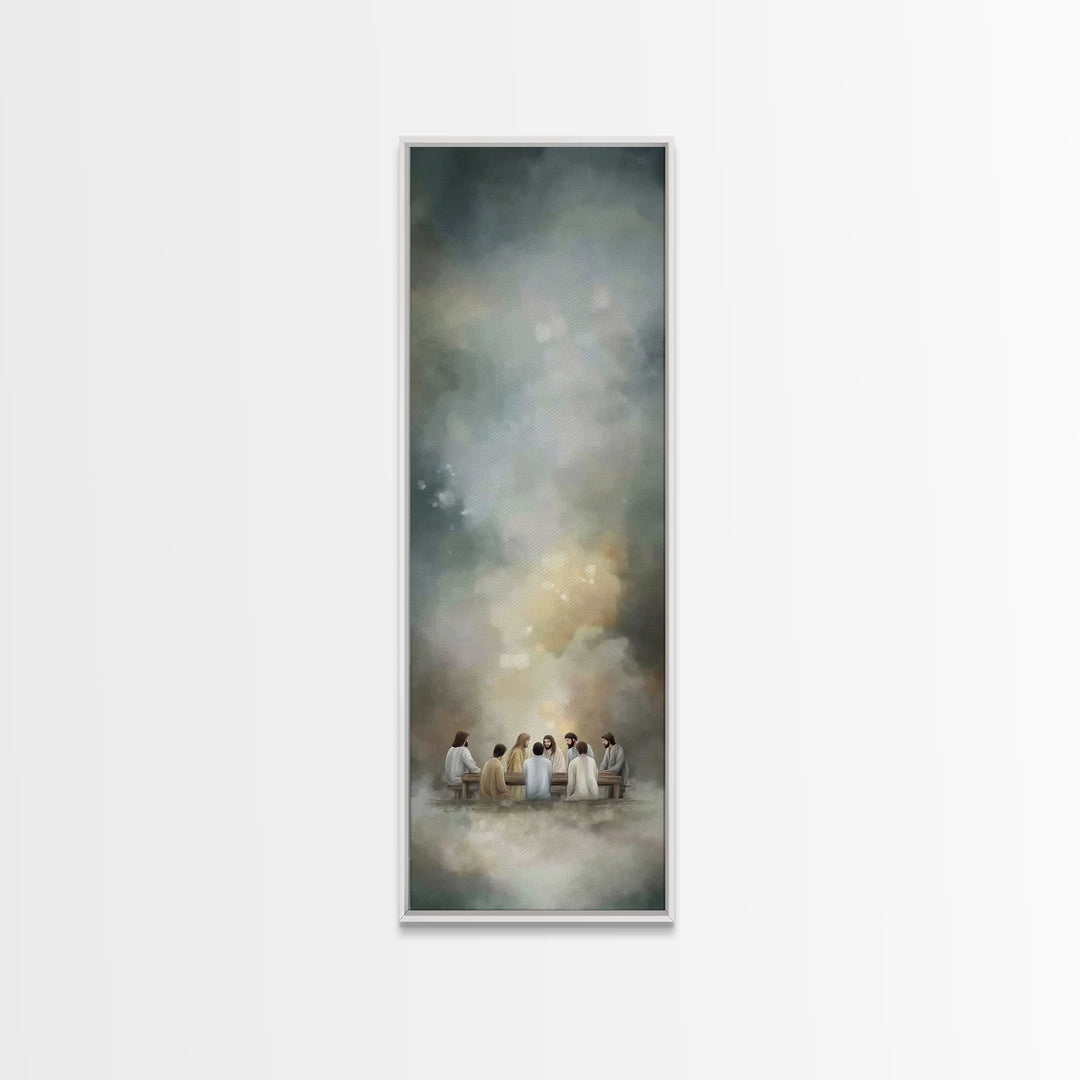 Sacred Cloud Gathering - Framed Canvas Print - Tall Skinny Art Print - Christian Art - Jesus Painting - Christian Wall Art - Christian Deco