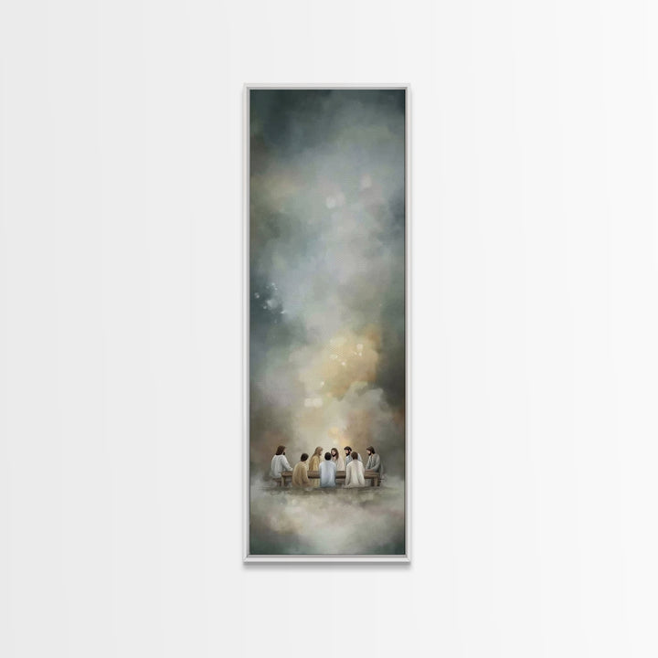 Sacred Cloud Gathering - Framed Canvas Print - Tall Skinny Art Print - Christian Art - Jesus Painting - Christian Wall Art - Christian Deco