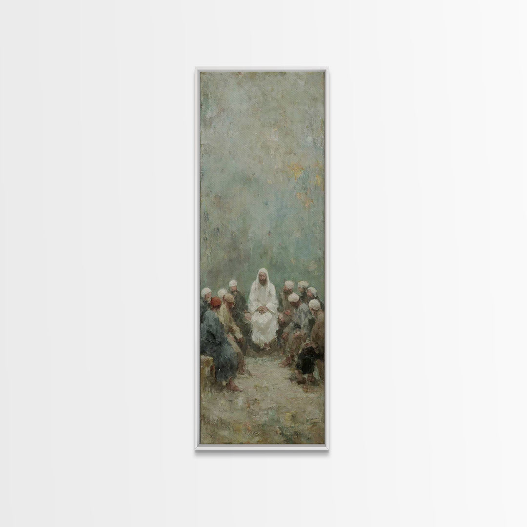Quiet Teaching Circle - Framed Canvas Print - Skinny Art - Christian Wall Art - Jesus Painting - Christian Art - Christian Art Canvas