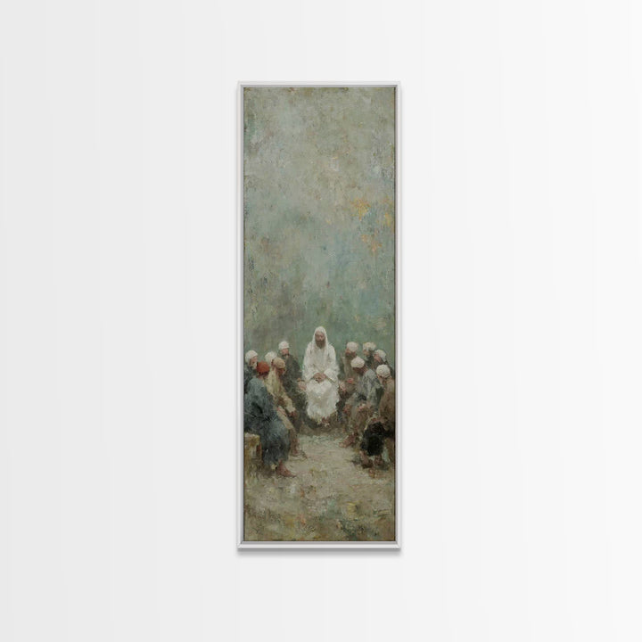 Quiet Teaching Circle - Framed Canvas Print - Skinny Art - Christian Wall Art - Jesus Painting - Christian Art - Christian Art Canvas