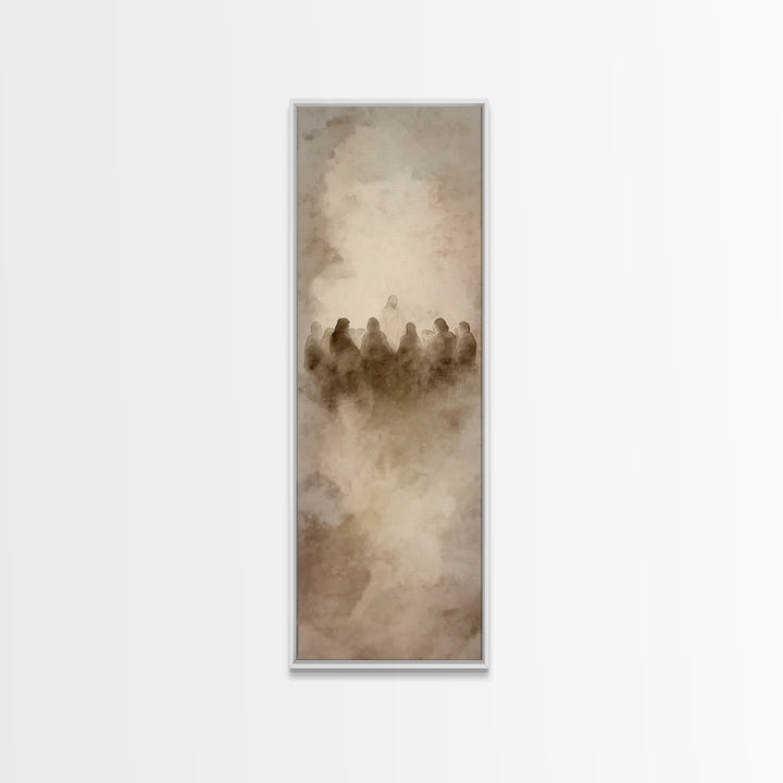 Gentle Mist Communion - Framed Canvas Print - Tall Narrow Wall Art - Christian Art - Christian Art Canvas - Christian Wall Art - Jesus Pain