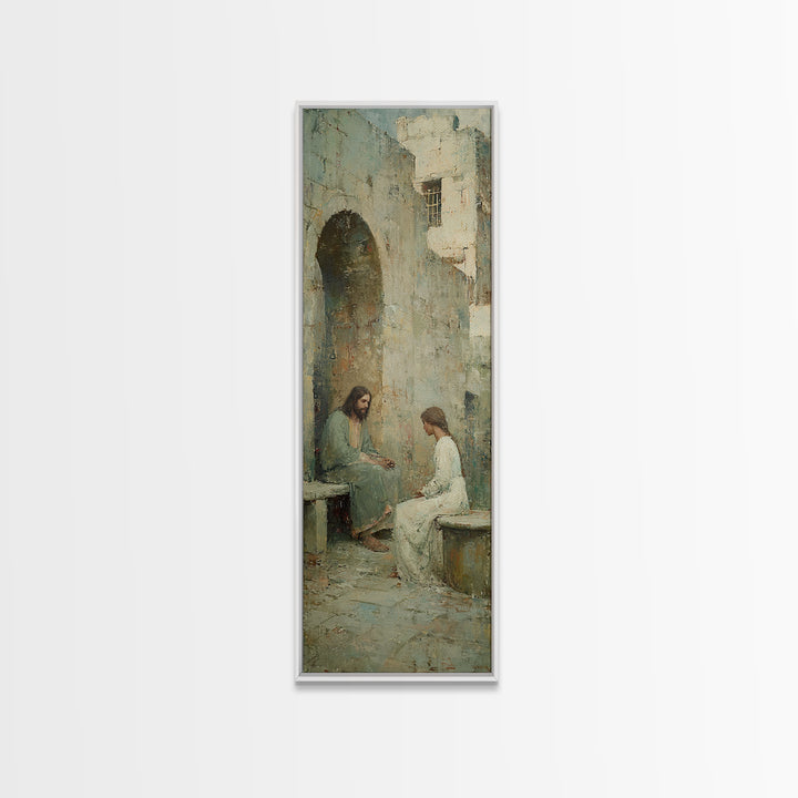 Quiet Well Moment – Framed Canvas Print – Skinny Art – Christian Wall Art – Jesus Painting – Christian Art Canvas – Christian Gift