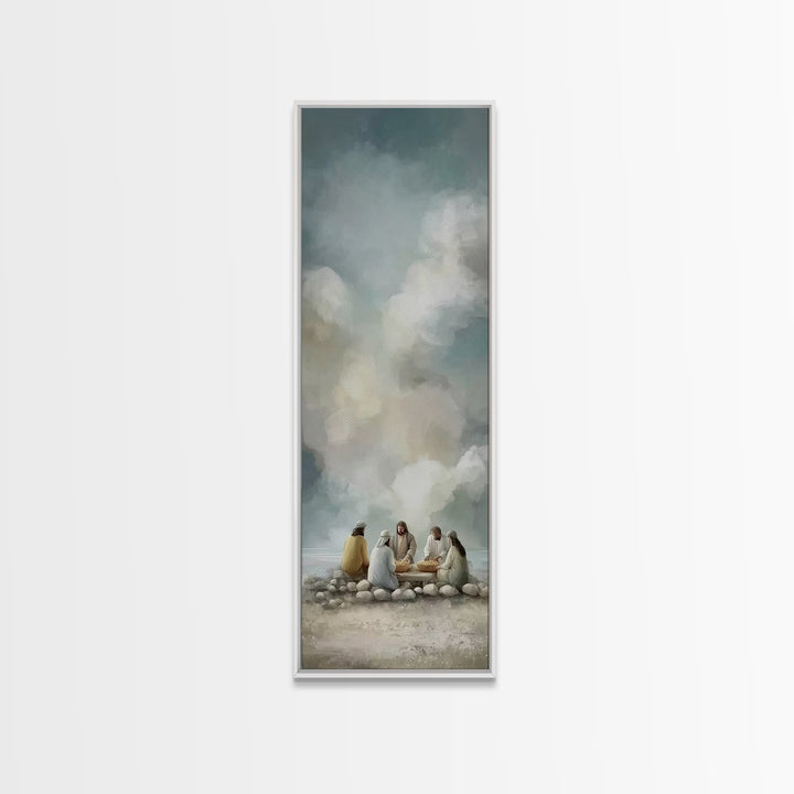 Warm Light Communion – Framed Canvas Print – Tall Skinny Art Print – Christian Art – Jesus Painting – Christian Art Canvas – Christian Wall
