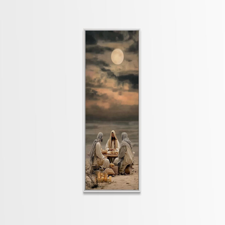 Moonlit Table Grace – Framed Canvas Print – Skinny Art – Christian Art Canvas – Christian Wall Art – Christian Painting – Christian Art