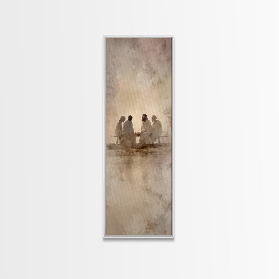 Radiant Table Fellowship – Framed Canvas Print – Tall Narrow Wall Art – Christian Art Canvas – Christian Wall Art – Jesus Painting – Christ