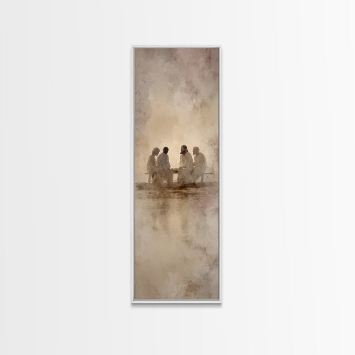Radiant Table Fellowship – Framed Canvas Print – Tall Narrow Wall Art – Christian Art Canvas – Christian Wall Art – Jesus Painting – Christ