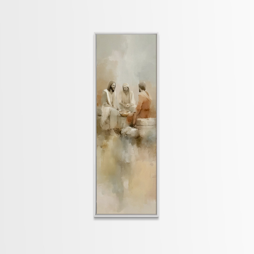 Evening Meal Grace – Framed Canvas Print – Narrow Art – Christian Art Canvas – Christian Wall Art – Jesus Painting – Christian Christmas De