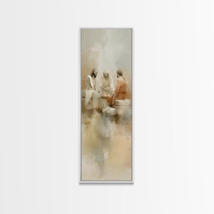 Evening Meal Grace – Framed Canvas Print – Narrow Art – Christian Art Canvas – Christian Wall Art – Jesus Painting – Christian Christmas De