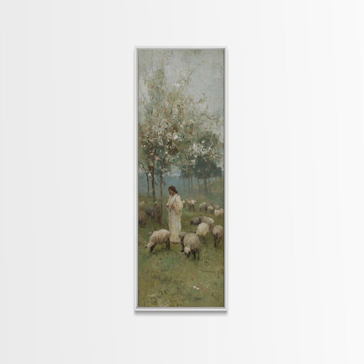 Quiet Meadow Light – Framed Canvas Print – Narrow Art – Christian Art Canvas – Christian Wall Art – Jesus Painting – Christmas Art