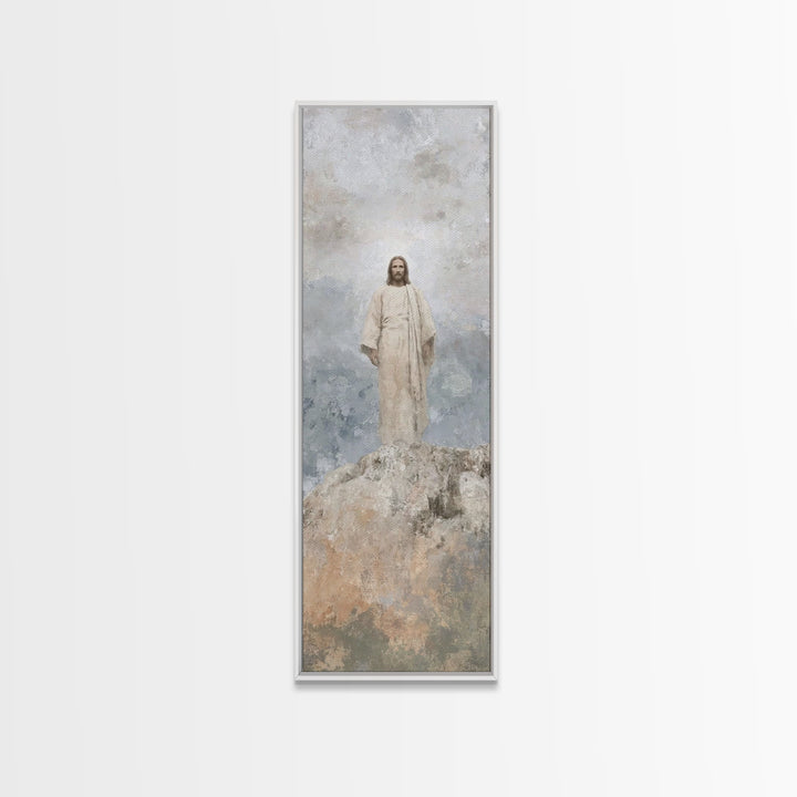 Divine Ascent Peace – Framed Canvas Print – Narrow Art – Christian Art Canvas – Jesus Painting – Christian Wall Art – Christian Christmas A