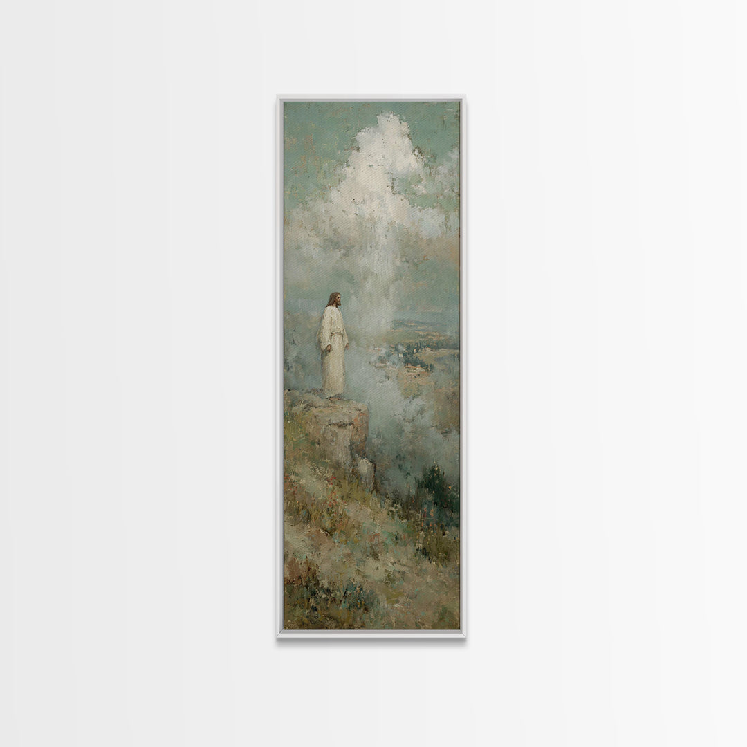 Heavenward Silence | Framed Canvas Print | Skinny Art | Christian Art Canvas | Christian Wall Art | Jesus Painting | Christmas Art