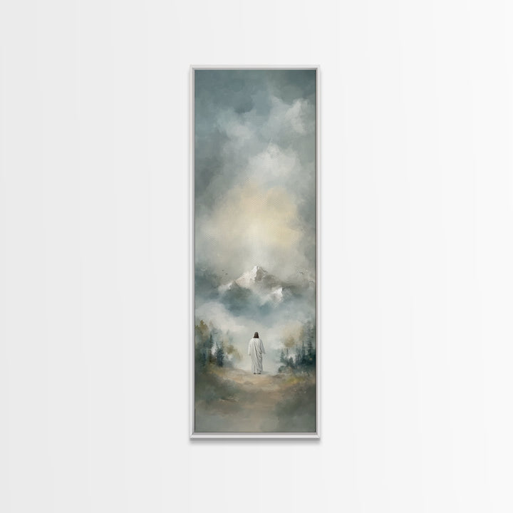 Ascension Serenity – Framed Canvas Print – Tall Skinny Art Print – Christian Wall Art – Christian Art Canvas – Jesus Painting – Christmas A