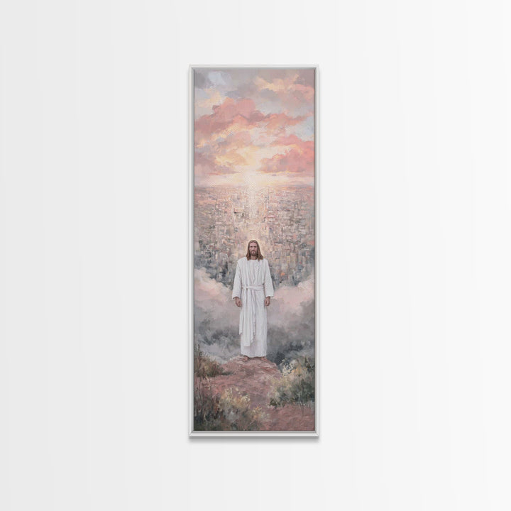 City Of Light – Framed Canvas Print – Tall Narrow Wall Art – Christian Art Canvas – Jesus Painting – Christian Wall Art – Christian Christm