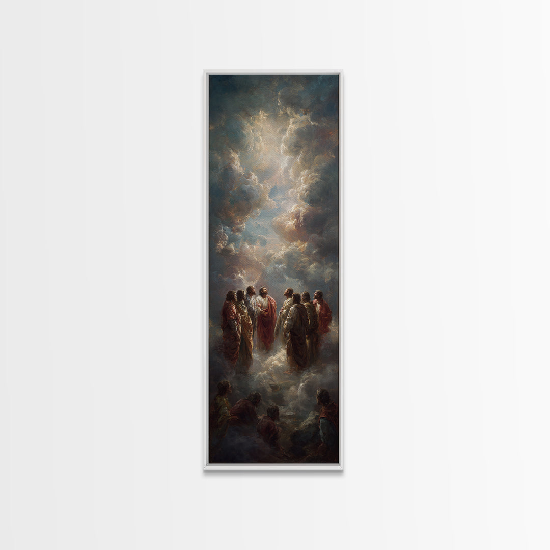 Heavenly Gathering, Framed Canvas Print, Narrow Art, Christian Art Canvas, Christian Wall Art, Jesus Painting, Christian Christmas Art