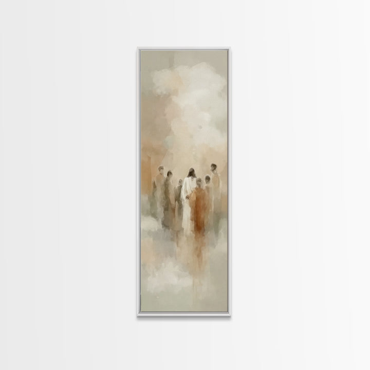 Sacred Meeting | Framed Canvas Print | Tall Skinny Art Print | Christian Art Canvas | Christian Wall Art | Jesus Painting | Christmas Art