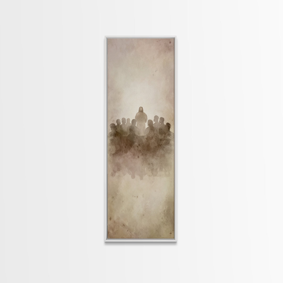 Divine Assembly, Framed Canvas Print, Tall Narrow Wall Art, Christian Wall Art, Christian Art Canvas, Jesus Painting, Christmas Art