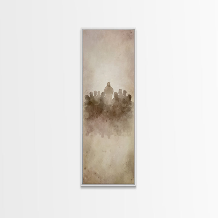 Divine Assembly, Framed Canvas Print, Tall Narrow Wall Art, Christian Wall Art, Christian Art Canvas, Jesus Painting, Christmas Art