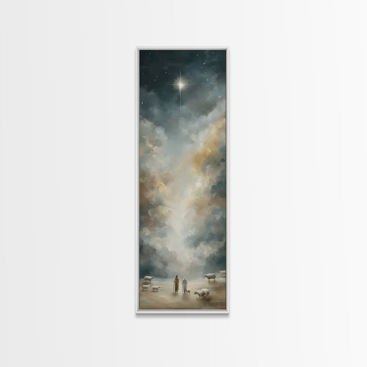 Night Of Wonder, Framed Canvas Print, Skinny Art, Christian Art Canvas, Christian Wall Art, Christmas Art