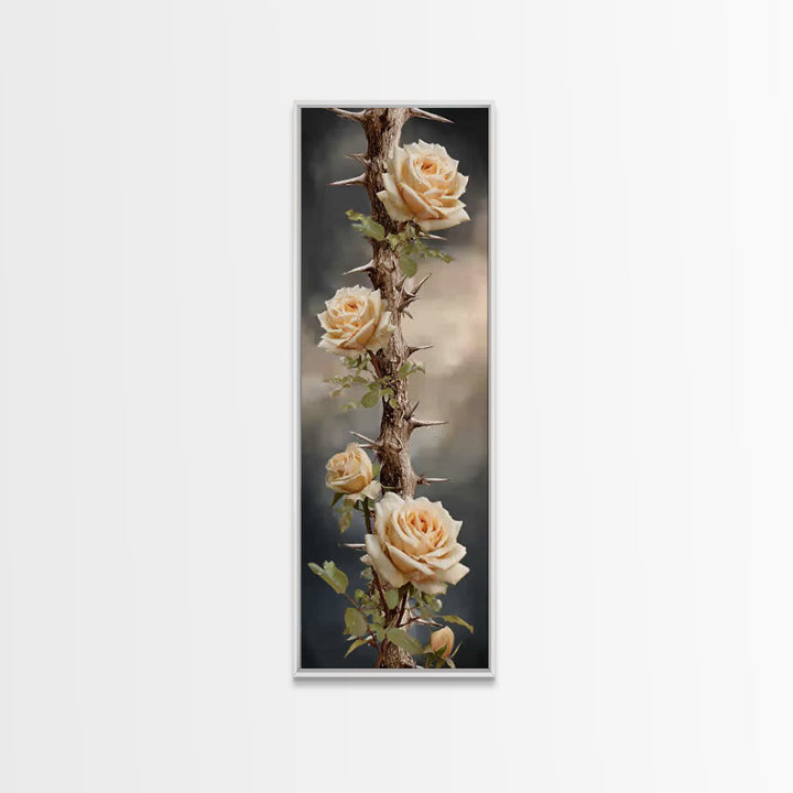 Roses Of Redemption - Framed Canvas Print - Christian Art Canvas - Christian Wall Art - Christian Christmas Art - Christian Gift - Tall Nar