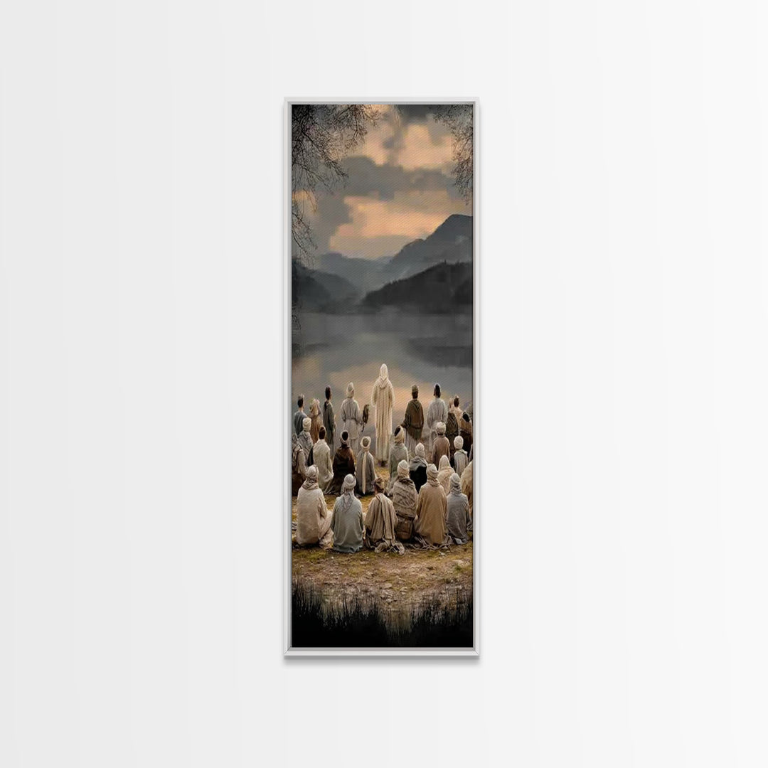 Valley Of Peace, Framed Canvas Print, Narrow Art, Christian Art Canvas, Jesus Painting, Christian Wall Art, Christmas Art