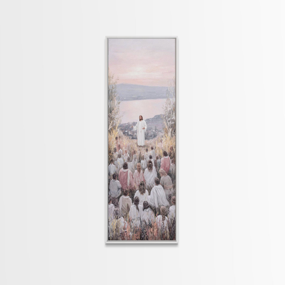 Field Of Light, Framed Canvas Print, Tall Narrow Wall Art, Christian Art Canvas, Christian Wall Art, Jesus Painting, Christmas Art