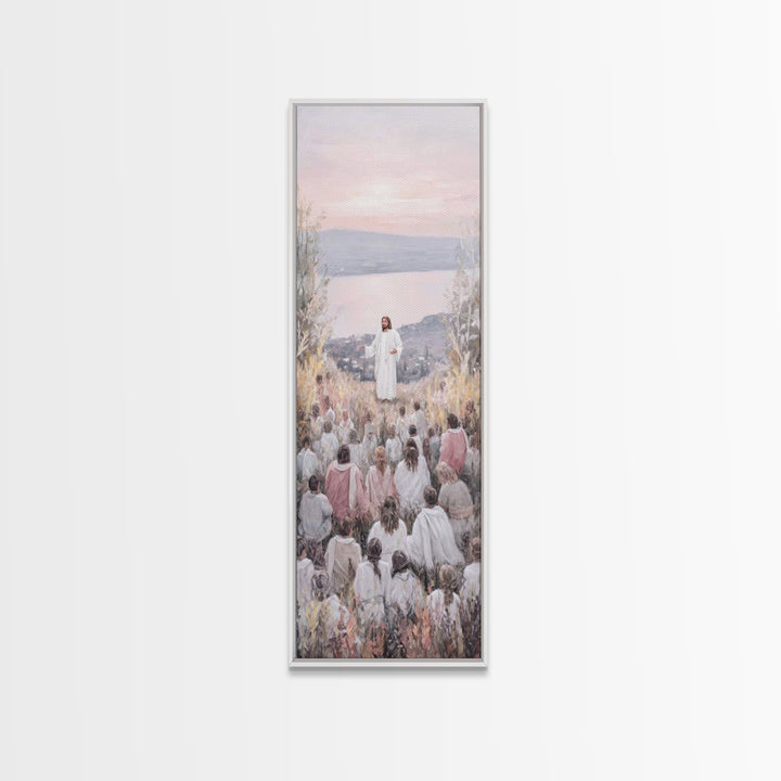 Field Of Light, Framed Canvas Print, Tall Narrow Wall Art, Christian Art Canvas, Christian Wall Art, Jesus Painting, Christmas Art