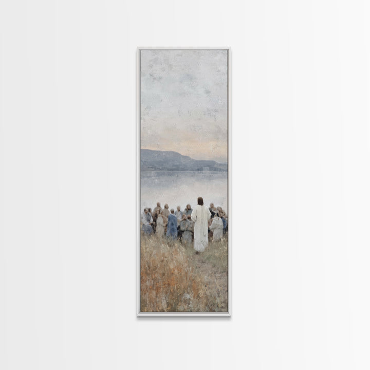 Mountain Calm – Framed Canvas Print – Skinny Art – Christian Wall Art – Christmas Art – Jesus Painting – Christian Art Print