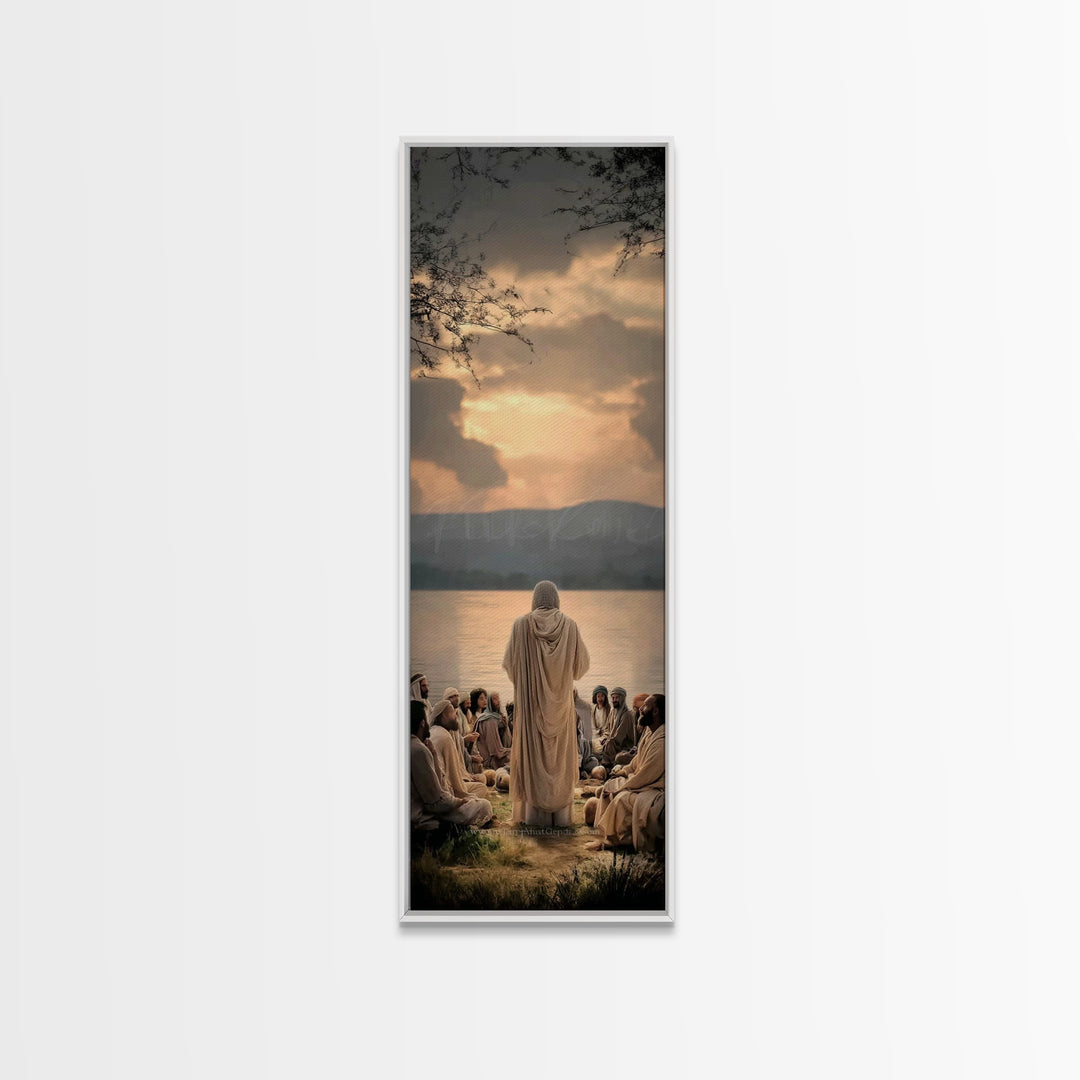 Autumn Serenity, Framed Canvas Print, Skinny Art, Jesus Painting, Christian Art Canvas, Christian Wall Art, Christmas Art